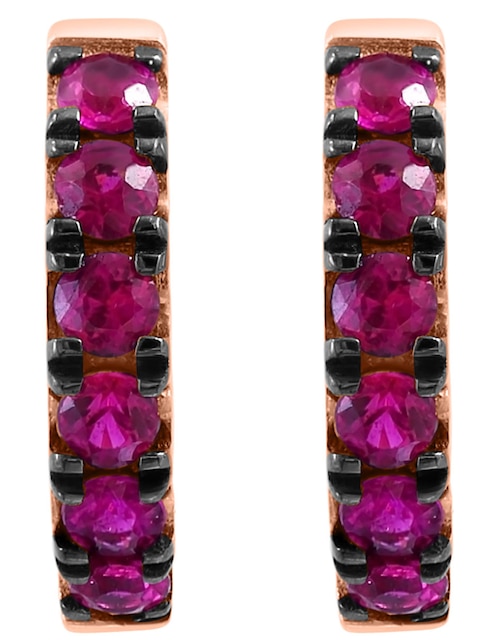 Aretes redondos Effy Amoré de oro con acabado pavé rubí