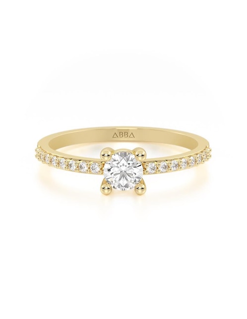 Anillo de compromiso "de" oro 14 k abba joyas sin familia o colección zirconia