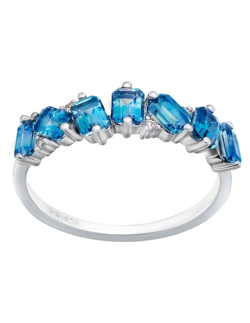 Anillo Riccardo Orsato 14 k de oro blanco topacio azul de londres brillante