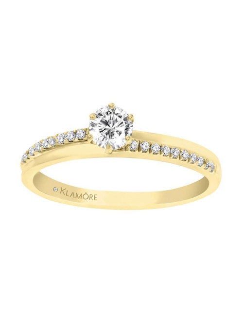 Solitario "de" oro 14 k klamore diamante