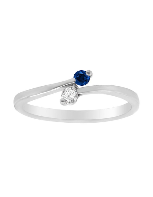 Anillo Vivian 14 k de oro zafiro y diamante pulido 1