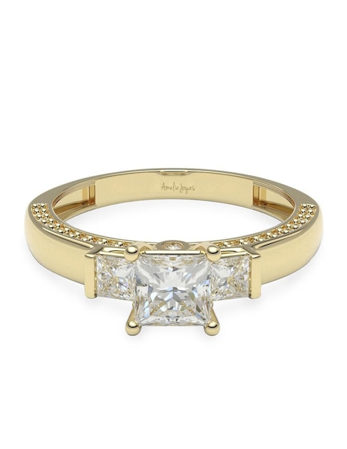 Anillo de compromiso "de" oro 14 k amelie joyas zirconia