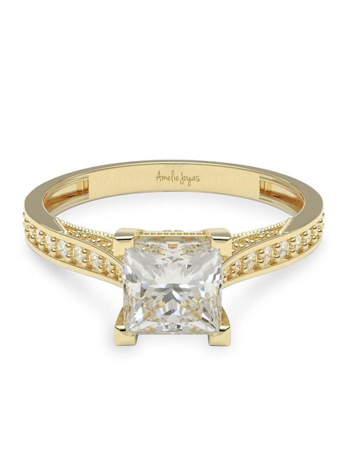 Anillo de compromiso "de" oro 14 k amelie joyas zirconia