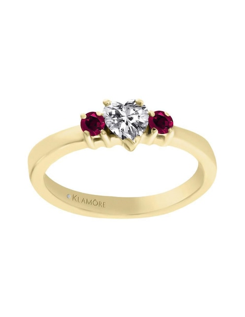 Solitario "de" oro 14 k klamore rubí y diamante