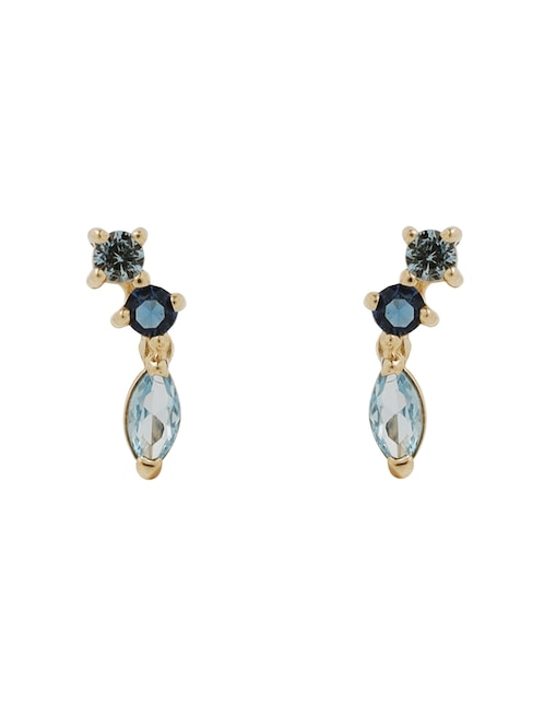 Broqueles Tetera de oro 14 k zafiro