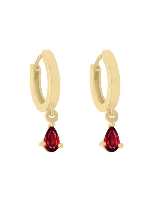 Aretes redondos Fascinare Neil de oro con acabado brillante rubí