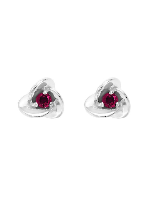 Aretes de flor Kamill de oro con acabado brillante rubí 1