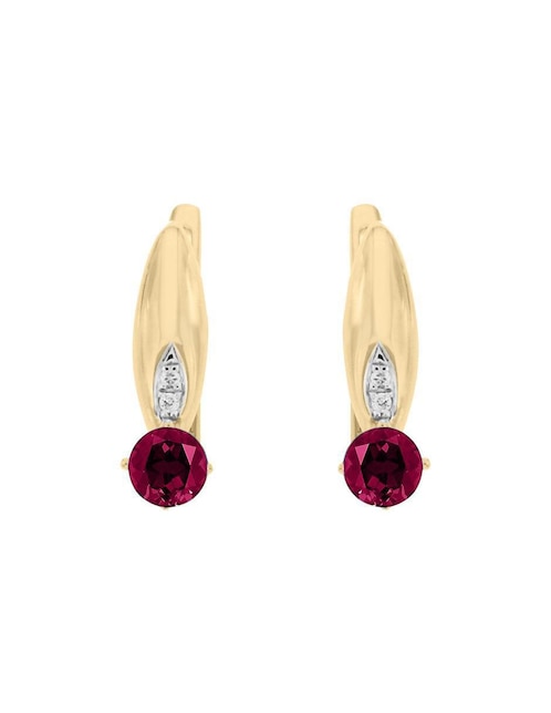 Aretes Fascinare Lunetta de oro con acabado brillante rubí y diamante