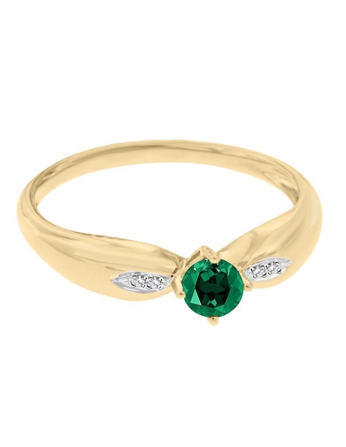 Anillo Fascinare Lunetta 14 k de oro esmeralda y diamante pulido