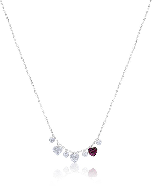 Collar de corazón Meira T de oro blanco 14 K