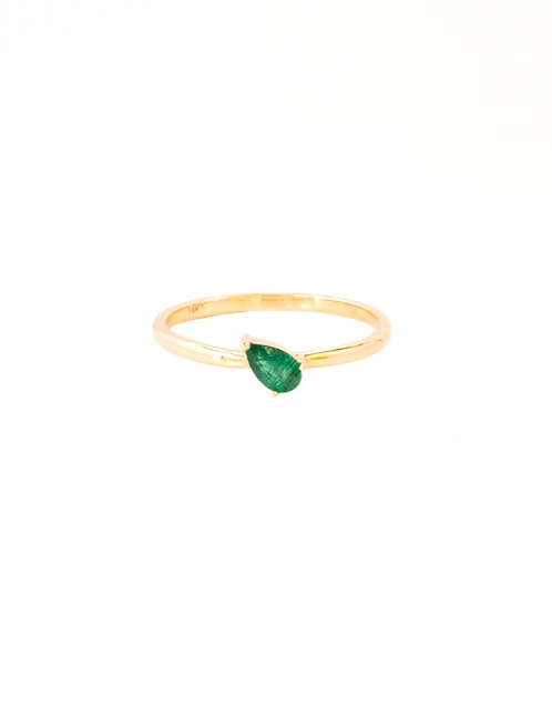 Anillo de pera Pear 14 k de oro amarillo esmeralda pulido 1