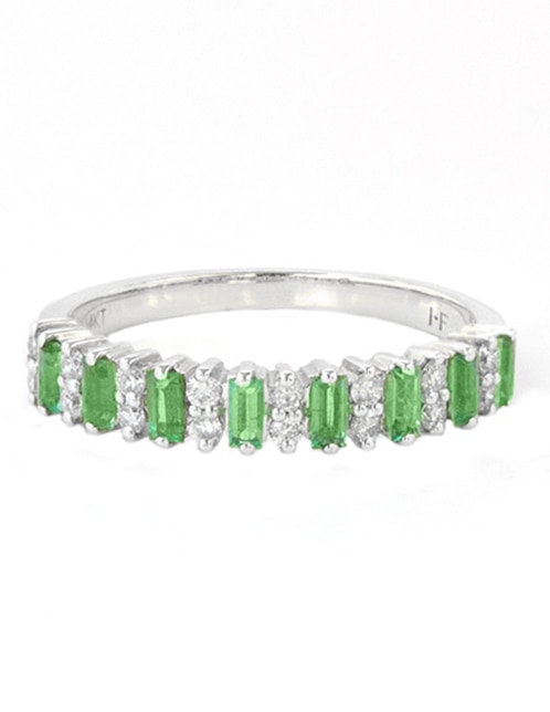 Anillo Dalila 14 k de oro blanco esmeralda pulido 1