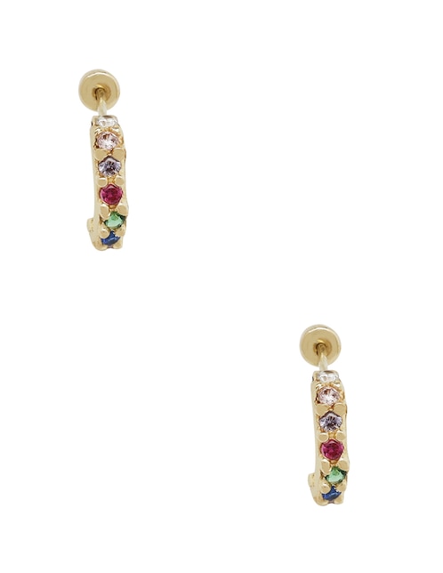 Aretes redondos de oro zirconia 1