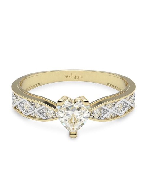 Anillo de compromiso "de" oro 14 k amelie joyas zirconia