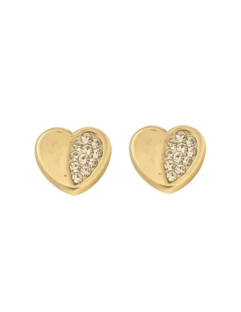 Broqueles de corazón Mancini de oro con acabado brillante zirconia
