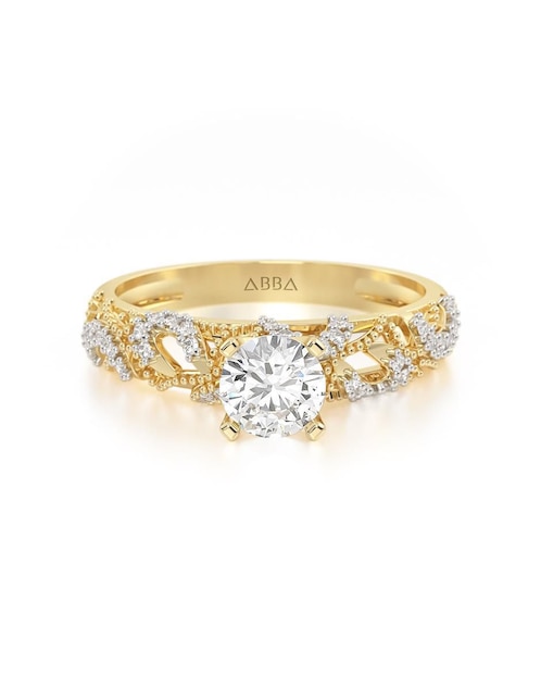 Anillo de compromiso de oro 14 k Abba Joyas zirconia