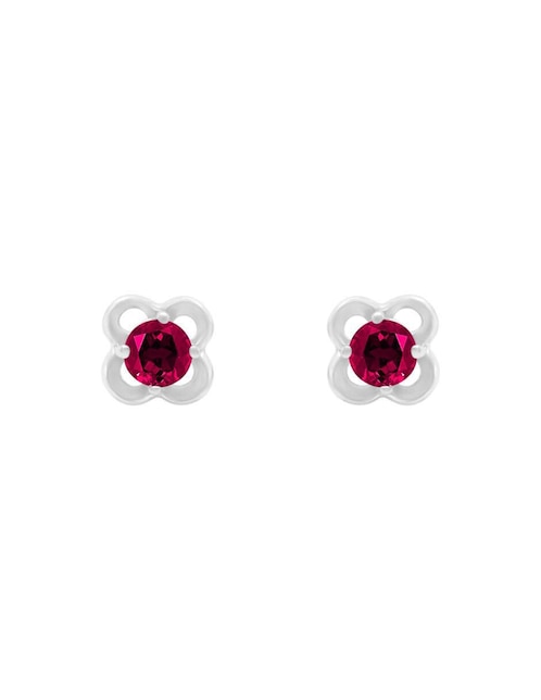 Aretes de flor Fascinare Aura de oro con acabado brillante rubí