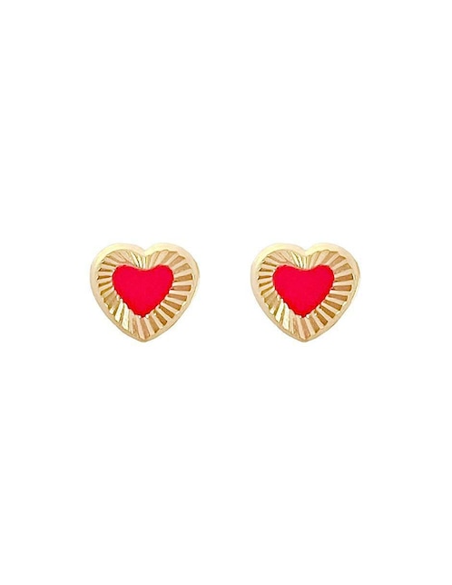 Broqueles de corazón Mancini de oro con acabado diamantado