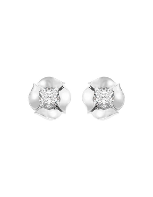 Broqueles de flor Fianelli Alina de oro con acabado brillante diamante