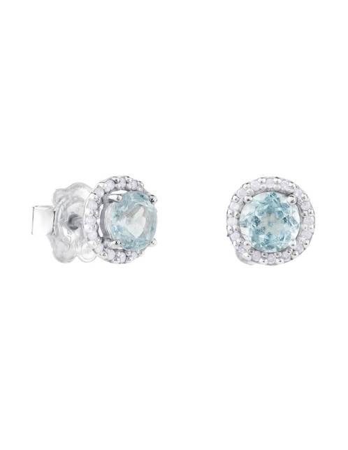 Broqueles redondos Tous de oro blanco con acabado brillante diamante