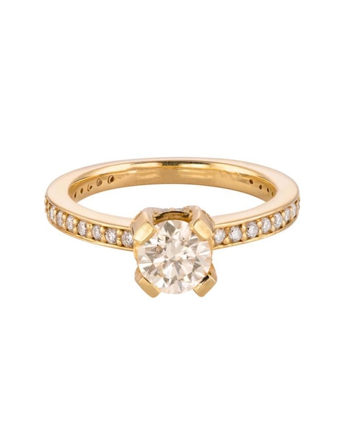 Solitario de oro amarillo 14 k Amore Mio diamante