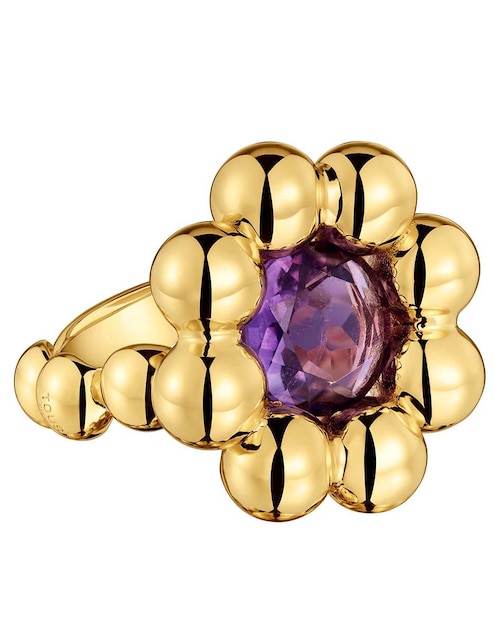 Anillo de flor Tous Sugar Party de plata P 925 amatista con acabado baño de oro