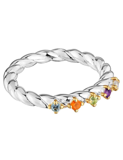 Anillo Sugar Party de plata P 925 amatista con acabado baño de oro 1