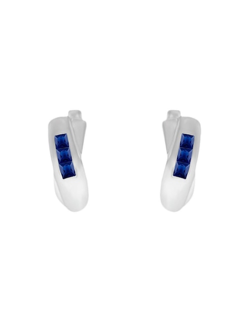 Aretes Fascinare de oro blanco con acabado brillante zafiro