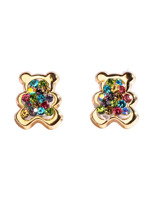 Broqueles de oso Mancini de oro con acabado brillante zirconia