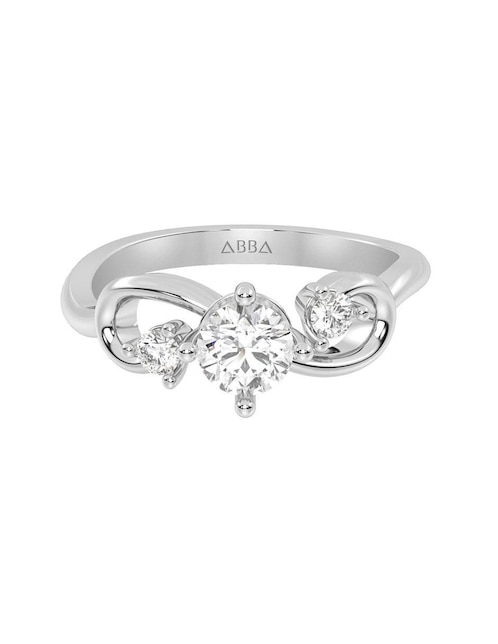 Anillo de compromiso de oro 10 k Abba Joyas zirconia