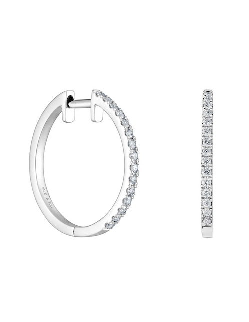 Aretes de aro redondos Tous Les Classiques de oro blanco con acabado brillante diamante