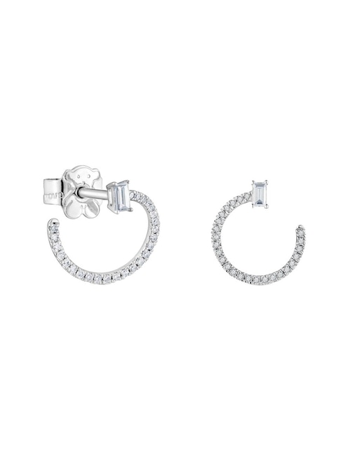 Aretes circulares Tous Les Classiques de oro blanco con acabado brillante diamante