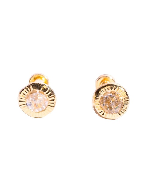 Broqueles redondos de oro con acabado diamantado zirconia