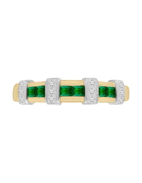 Anillo Fascinare Luisiana 14 k de oro amarillo esmeralda y diamante brillante