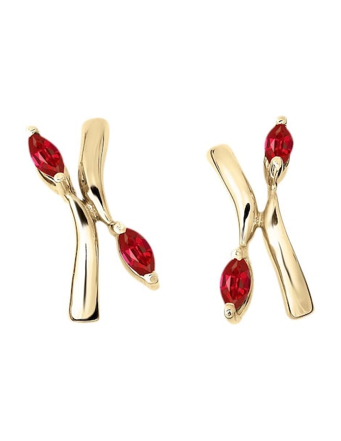 Aretes de letra x Fianelli Danna de oro con acabado brillante rubí