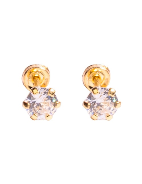 Broqueles redondos Mancini de oro con acabado brillante zirconia