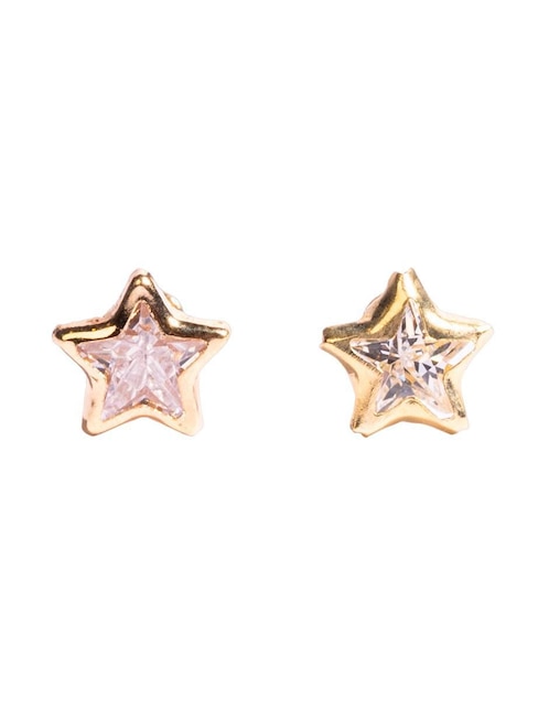 Broqueles de estrella Mancini de oro con acabado brillante zirconia