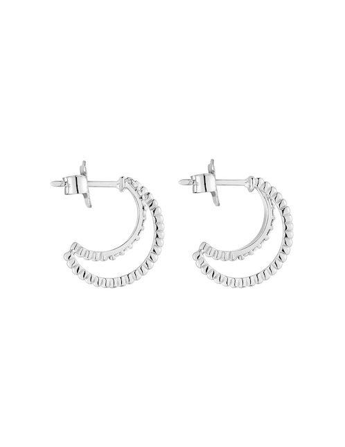 Aretes de luna Tous Les Classiques de oro blanco con acabado brillante diamante