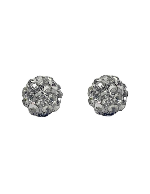 Broqueles redondos Mancini de oro con acabado pavé cristal