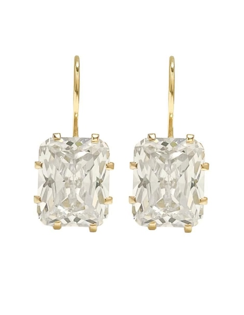 Aretes de rectángulo de oro con acabado brillante zirconia Aretes de rectángulo de oro con acabado brillante zirconia