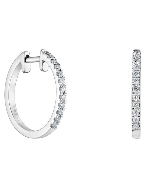 Aretes de aro circulares Tous Les Classiques de oro blanco con acabado brillante diamante