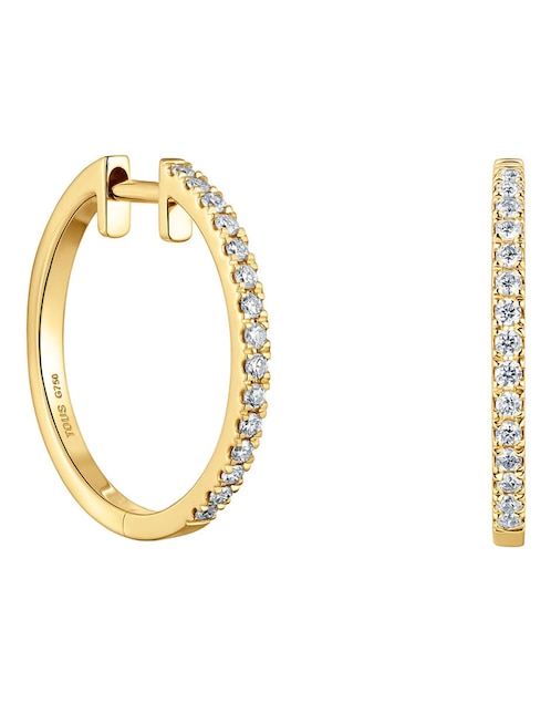Aretes de aro circulares Les Classiques de oro amarillo con acabado brillante diamante