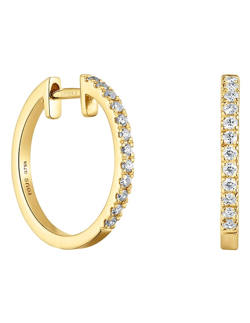 Aretes de aro circulares Tous Les Classiques de oro con acabado brillante diamante
