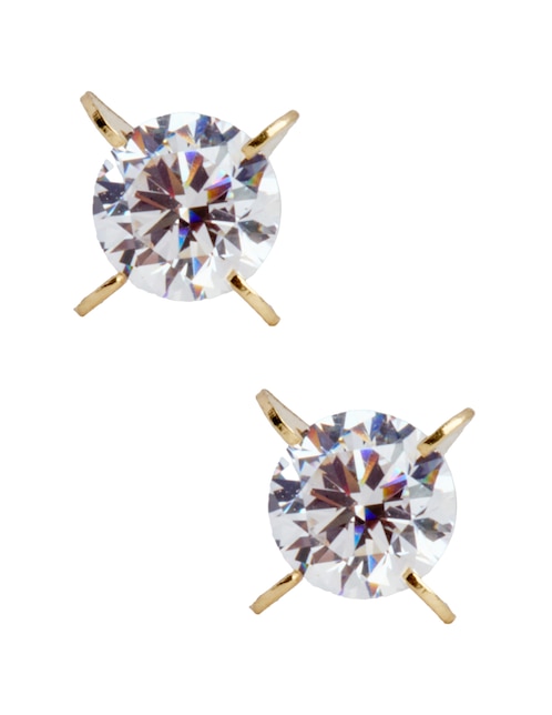 Broqueles Casal de oro 14 k con acabado brillante zirconia