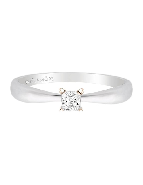Solitario de oro blanco 14 k Klamore Miloro diamante