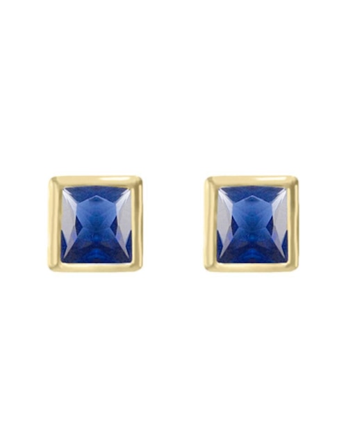 Broqueles "de (si aplica)" cuadrada sin temática fascinare zoe "de" oro 14 k zafiro