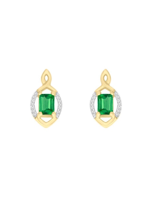 Aretes Fascinare Katina de oro con acabado brillante esmeralda y diamante