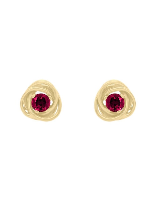 Aretes circulares Mariza de oro amarillo con acabado brillante rubí 1