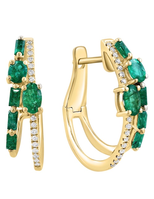 Arracadas Effy de oro 14 K con acabado lustre esmeralda