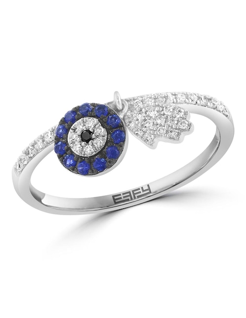 Anillo Effy Nagato Edo Tensei 14 k de oro zafiro y diamante pavé